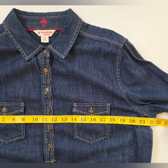 Brooks Brothers Womens Red Fleece Denim Shirt Dress Size 12 100% Cotton - Picture 6 of 12